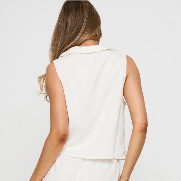 Princess Polly Haruka White Large Lace Trim Collar Tie Front Top 0 - Picture 5 of 9